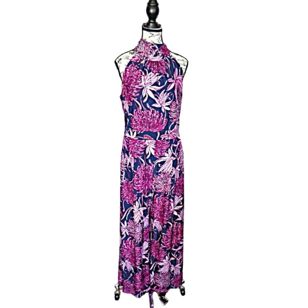 Jude Connally USA Floral Nylon Sleeveless Wide Leg Jumpsuit M
